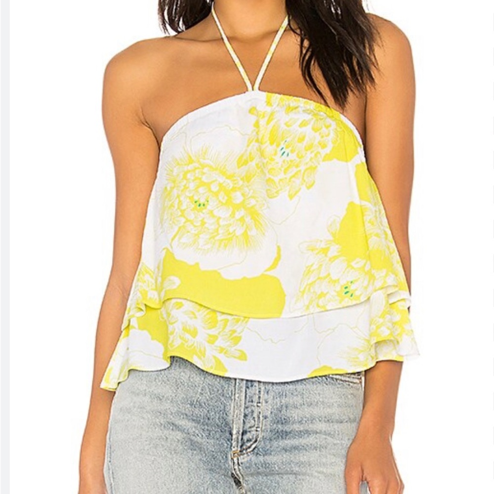 Cupcakes & Cashmere Bergman Tank in White and Yellow Size Medium